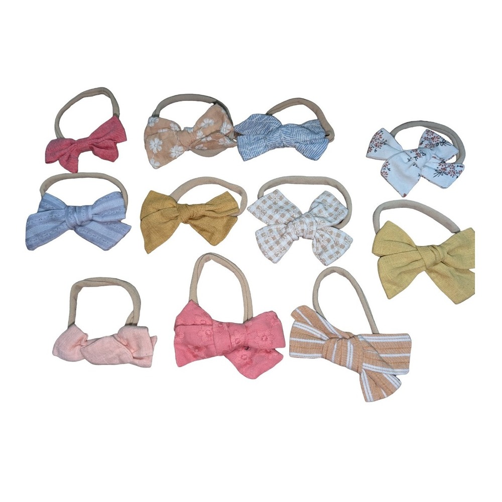 Baby Bow Headband Bundle Nylon Lot Neutral Boho Girl Accessories Soft Stretch - Picture 5 of 5